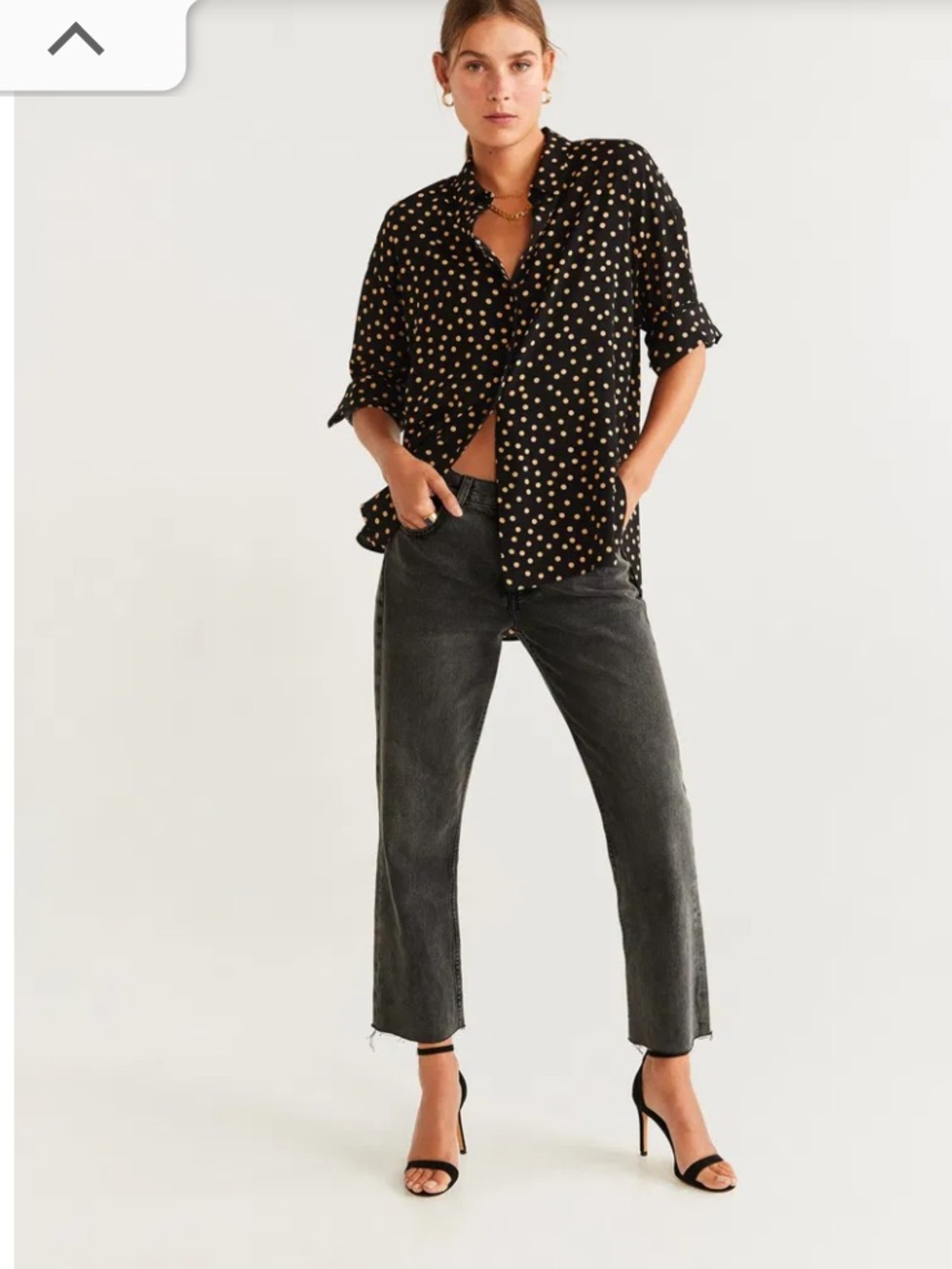 NWT Mango Basics Polkadot Long Sleeve Blouse Size 8